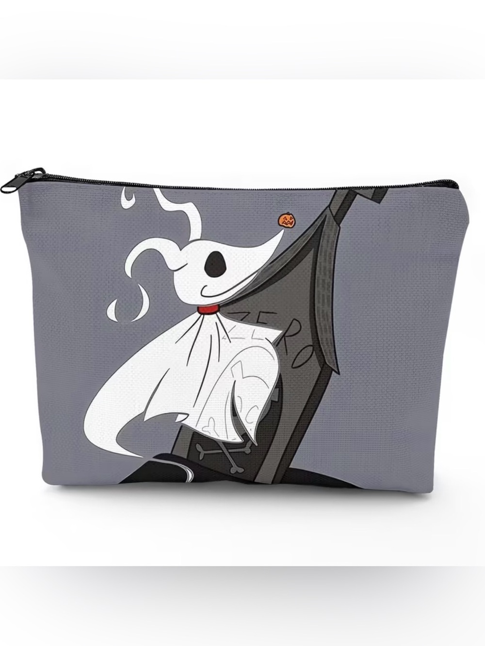 👻 Halloween Zero Ghost Dog Print Gray Cosmetic Pouch - Nightmare Before Xmas